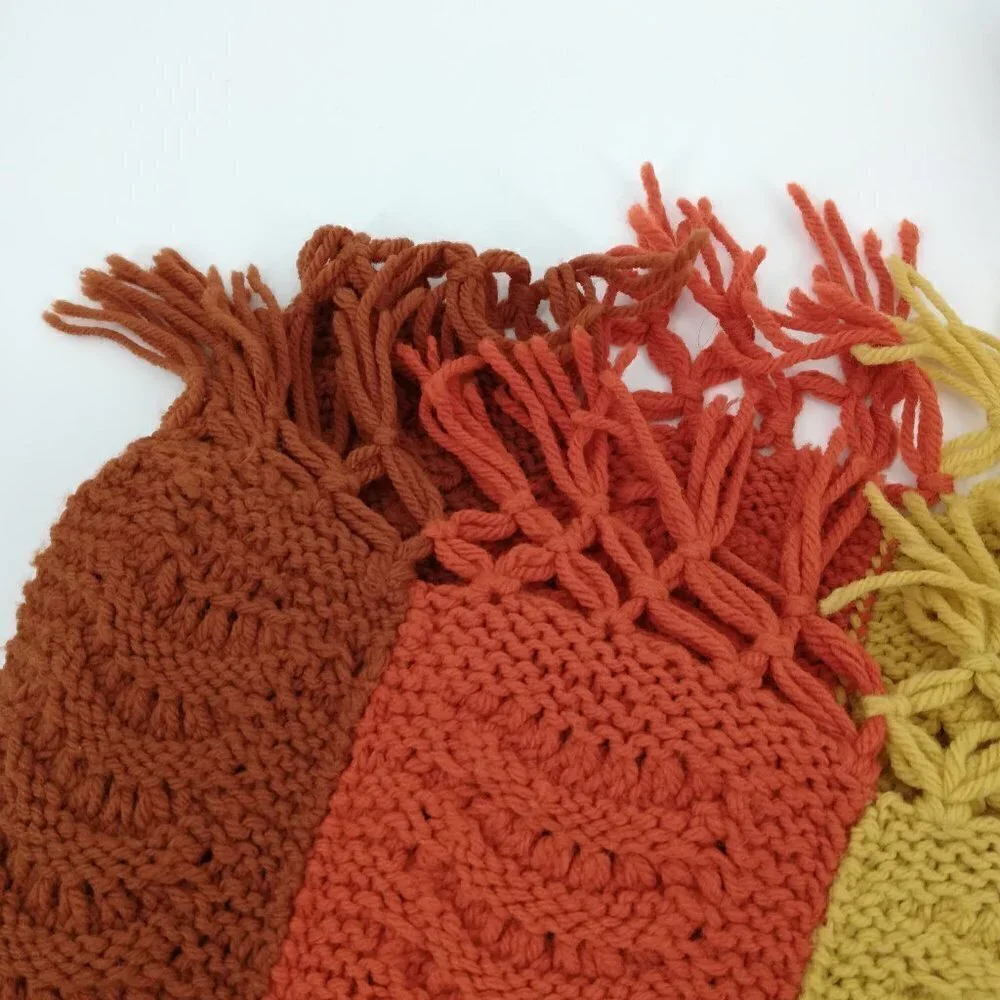 Vintage Shell Crochet Striped Afghan Blanket Throw
